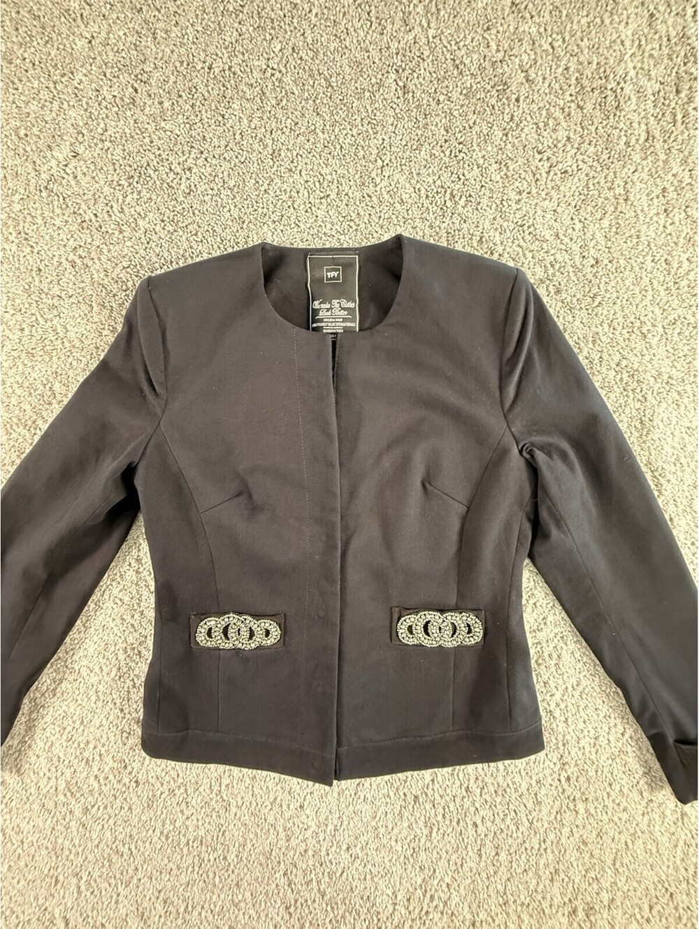 TFY Vintage Women’s Small Black Blazer With Embellishments
